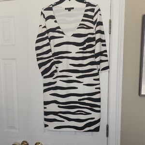 Boston Proper Zebra Print Long Sleeve Dress